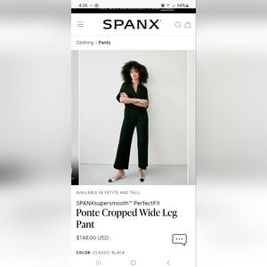 SPANX Classic Black Ponte Cropped Wide Leg Pant